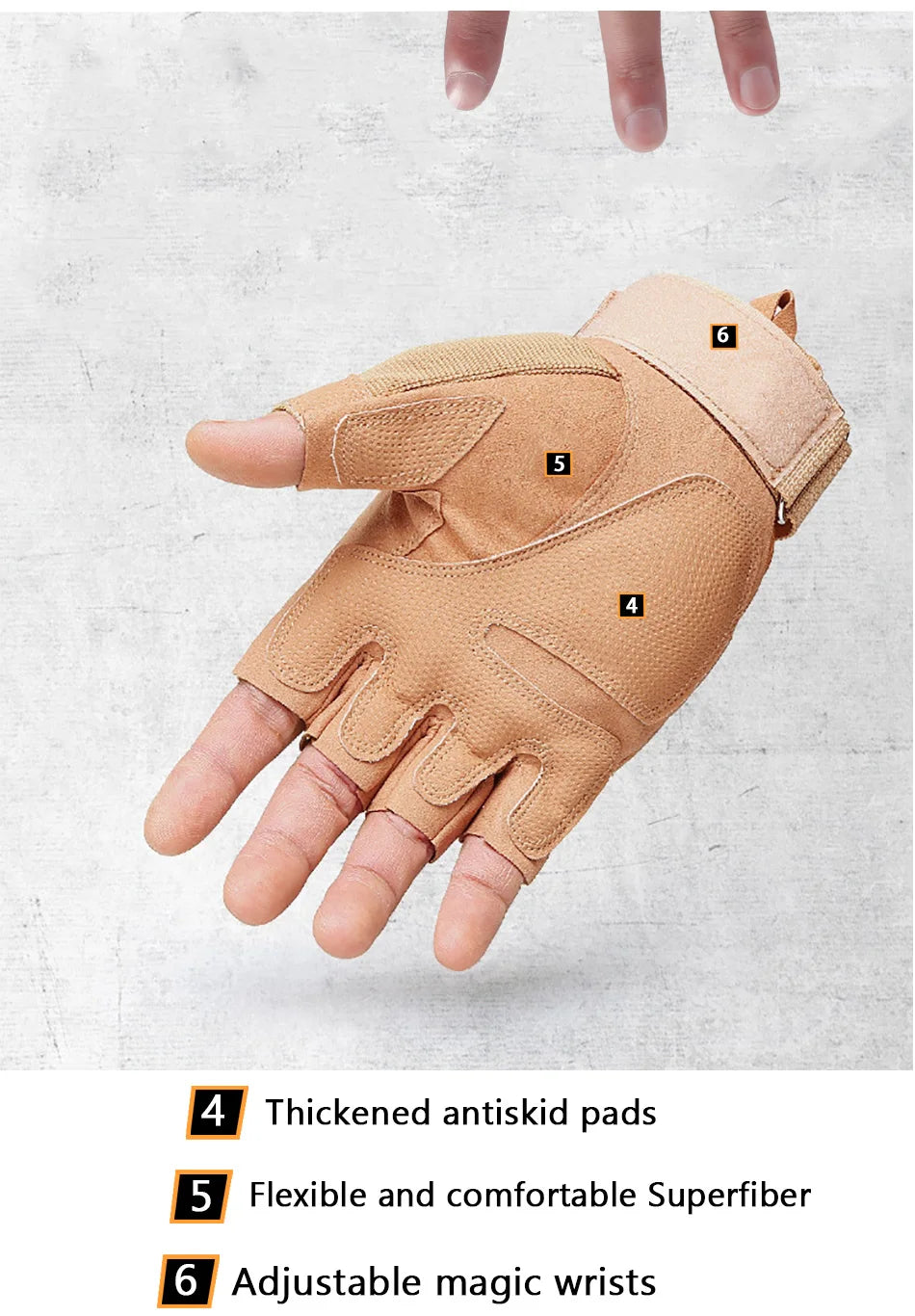 Gants Tactiques Mi-Doigts